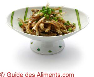 Wakasagi frit dans un plat japonais