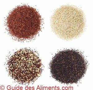 Graines de quinoa rouges, noires et blanches