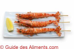 Brochettes de crevettes Kuruma grillées