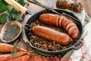 saucisses de Morteau et lentilles carottes