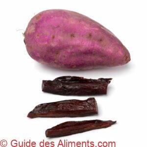 patates douces s&eacute;ch&eacute;es et pommes de terre violettes