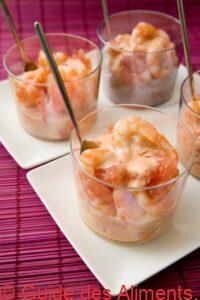 Verrine Pamplemouse et Crevettes sauce cocktail