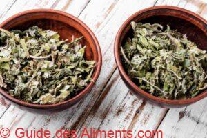 feuilles de tussilage s&eacute;ch&eacute;es