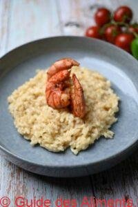 D&eacute;licieux risotto Prosecco habill&eacute; de crevettes &agrave; l'ail