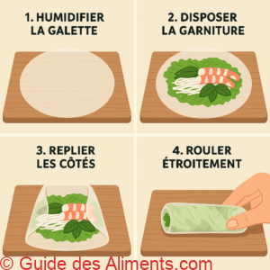 pliage des rouleaux de printemps